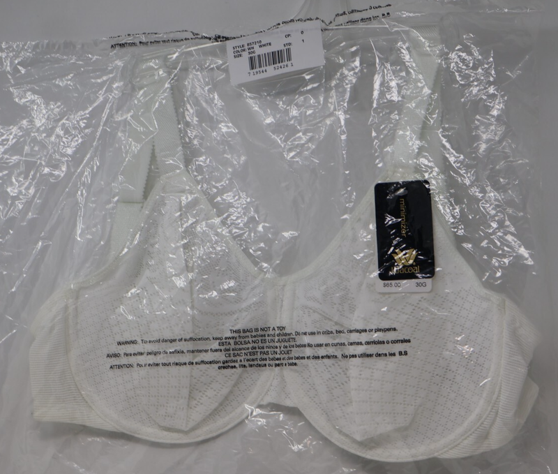 Wacoal Sheer Mesh Minimizer Bra 30G White 857210 Adjustable Straps NEW