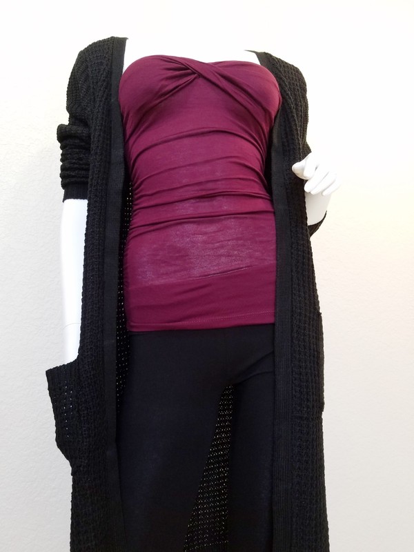 Waffle Duster Long Open Front Knit Cardigan W/Pockets Sweater Coat (S-3XL)