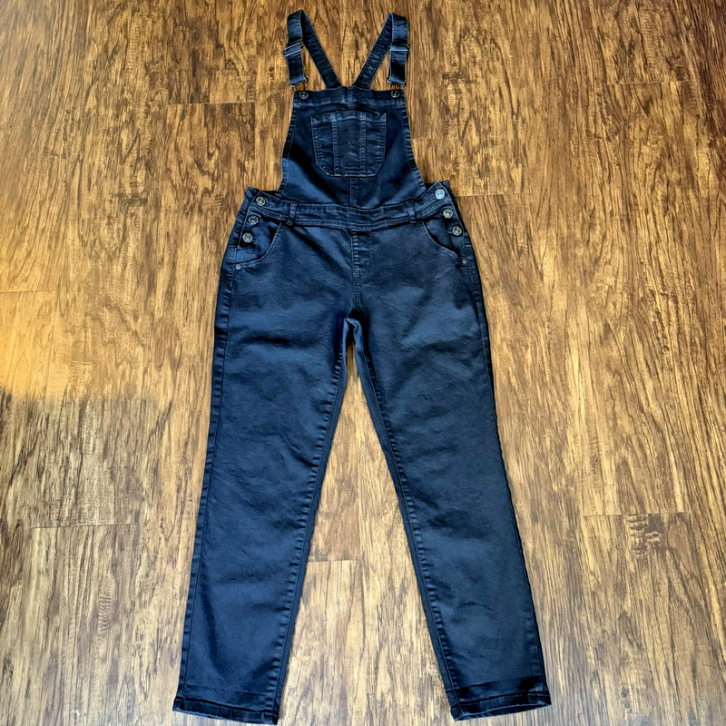 Wallflower Women's Black Denim Bib Overalls Size Large Basic Casual Minimalist