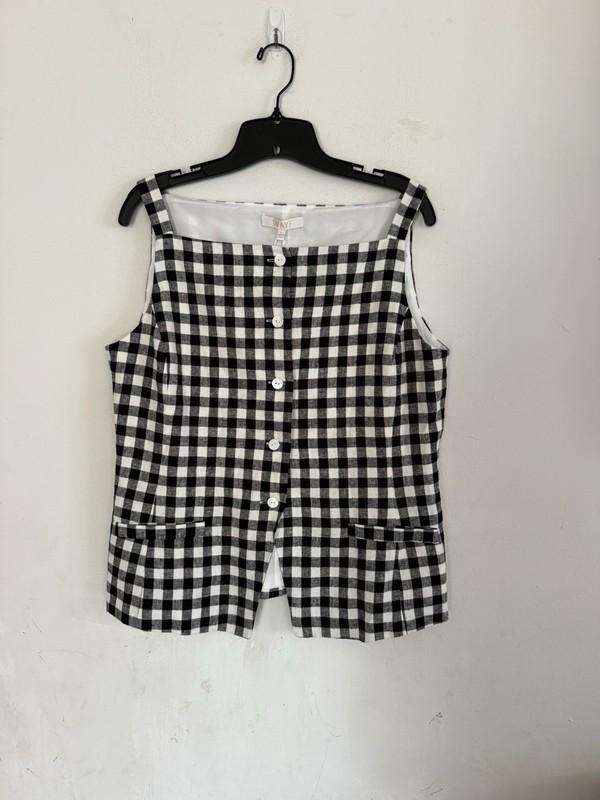 Wayf Womens Gracie Gingham Vest Blouse Square Neck Size Large