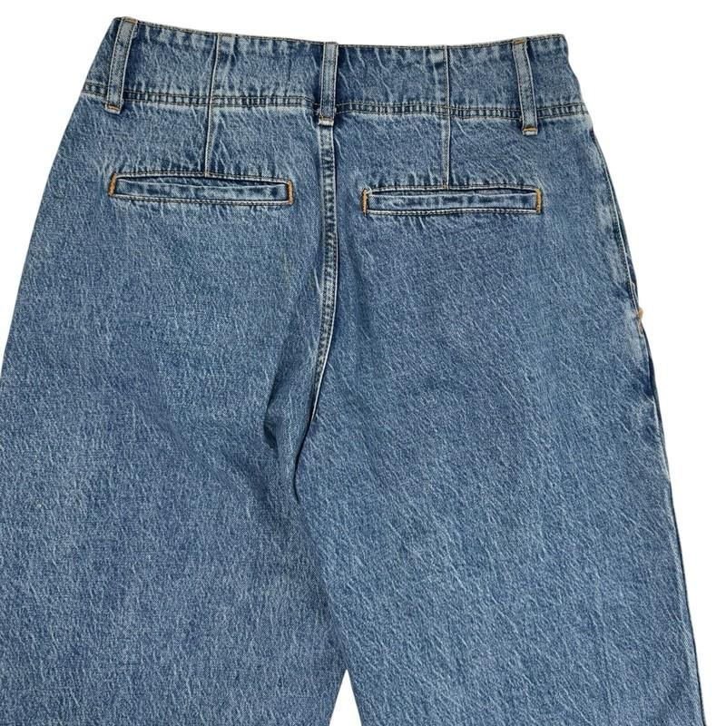 We The Free Free People Wide Leg Jeans Pleated Light Wash High Rise Sz 28