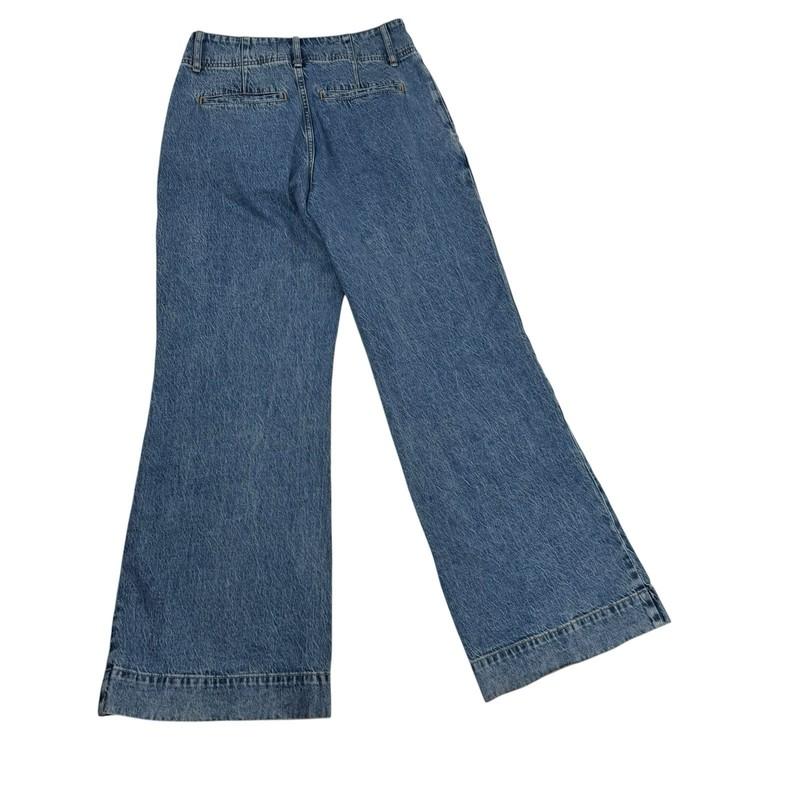 We The Free Free People Wide Leg Jeans Pleated Light Wash High Rise Sz 28