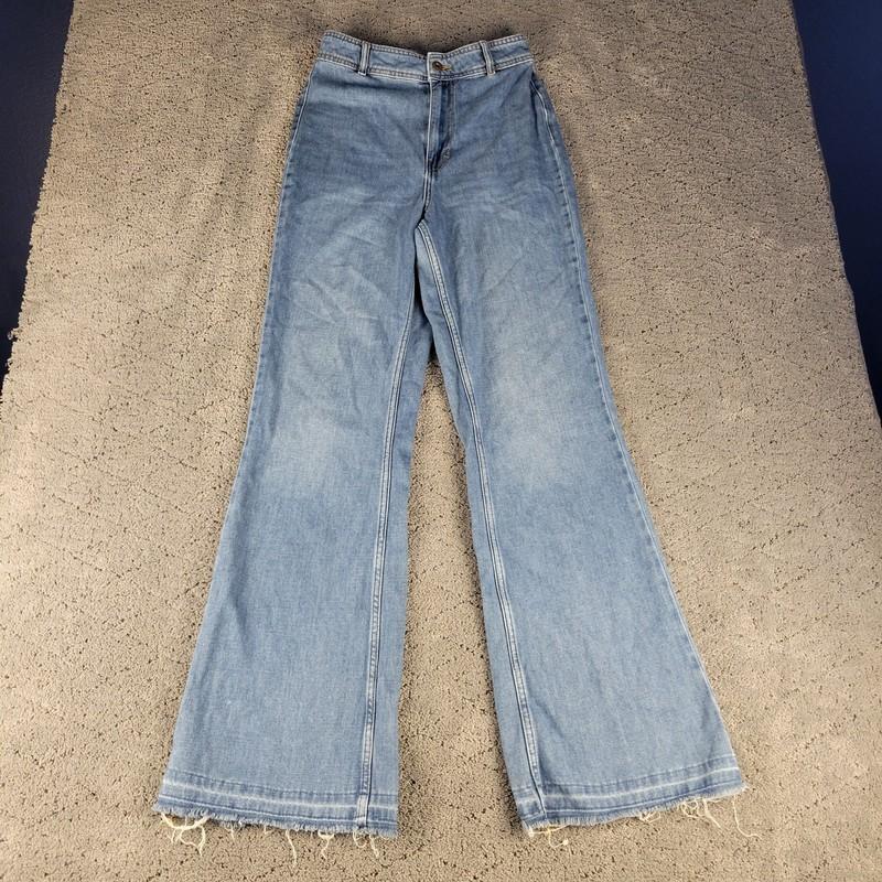 We The Free Jeans Womens 27 Blue Bell Flare Denim High Rise Hippie Festival