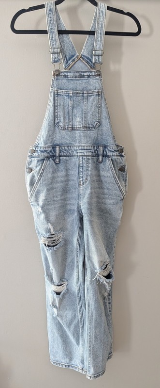 We The Free Overalls Womens Size 24 Distressed Denim Jumper Light Wash Blue