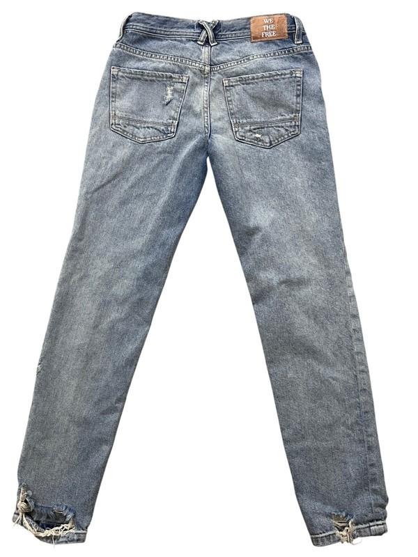 We The Free People Unknown Legend Mid Rise Skinny Jeans 24 Button Fly Distressed
