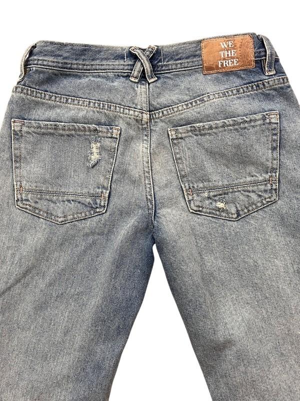 We The Free People Unknown Legend Mid Rise Skinny Jeans 24 Button Fly Distressed
