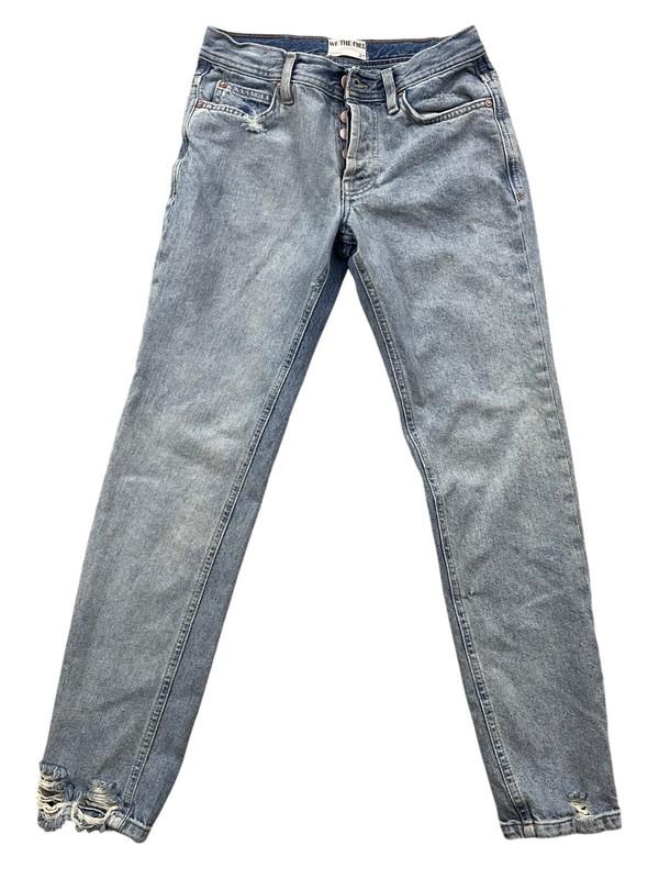 We The Free People Unknown Legend Mid Rise Skinny Jeans 24 Button Fly Distressed