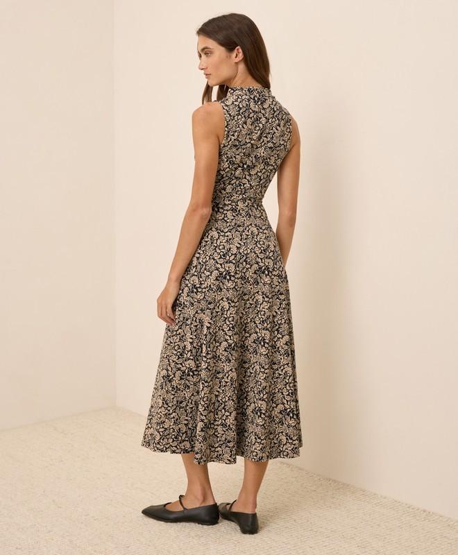 Wear Pact Fit & Flare Cowl Neck Dress Paisley Blossoms Black New NWT Medium