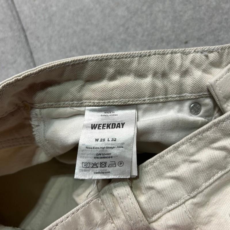 Weekday Jeans Womens 28 Rowe High Rise Straight Leg Beige Loose Fit Denim