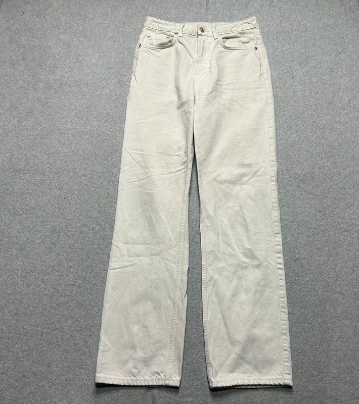 Weekday Jeans Womens 28 Rowe High Rise Straight Leg Beige Loose Fit Denim