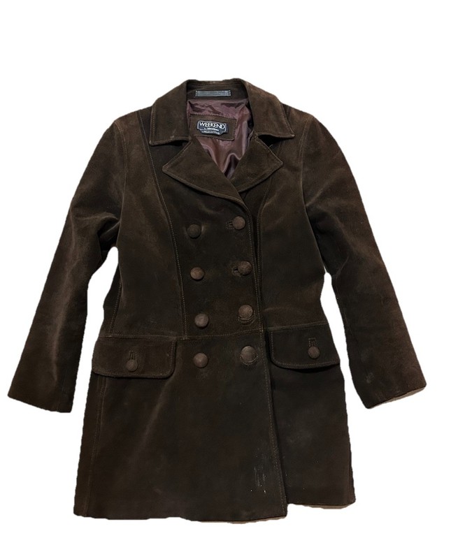 Weekend Max Mara Suede Double Breasted Coat Brown Sz.US 6 Italy