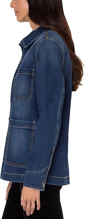 Well Worn Denim Button-Down Jean Barn-Chore Jacket In Dark Wash Size XXL
