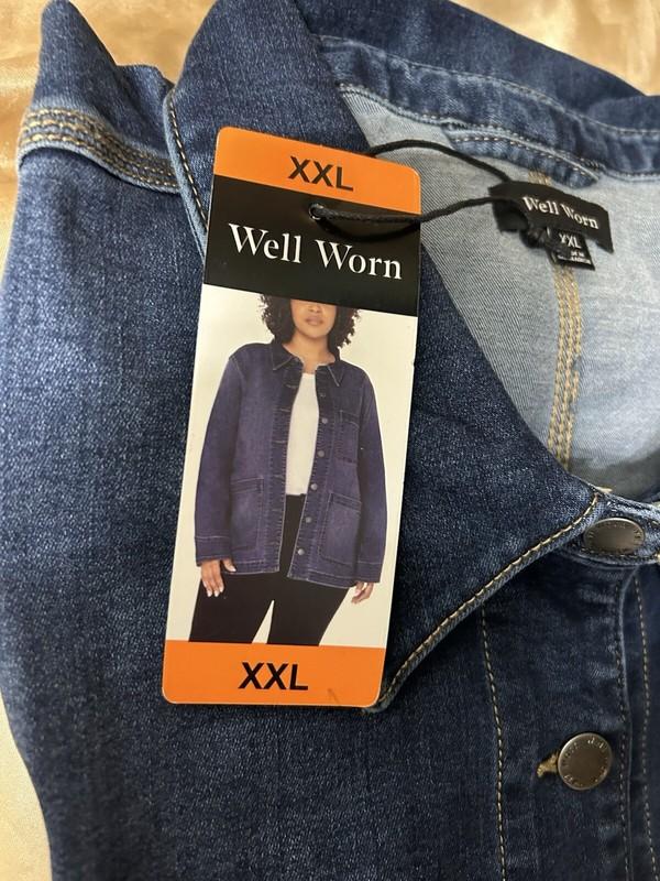 Well Worn Denim Button-Down Jean Barn-Chore Jacket In Dark Wash Size XXL