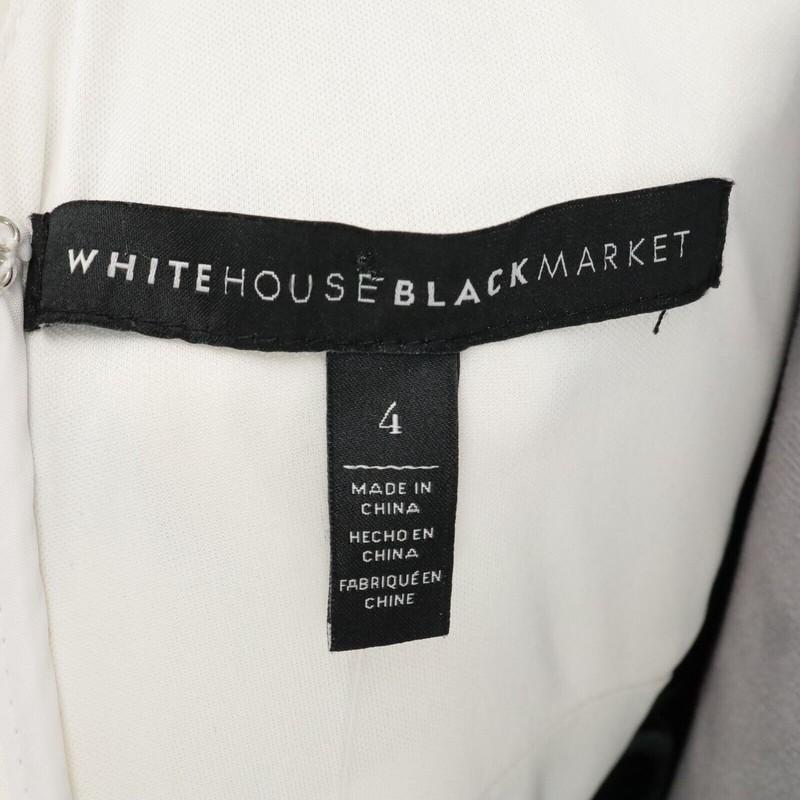 WHBM Dress Womens 4 Black White Floral Ruched Chiffon Zip Lined Colorblock New