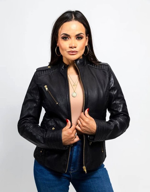 WHET BLU WOMEN'S MADELIN BLACK LEATHER FASHION JACKET