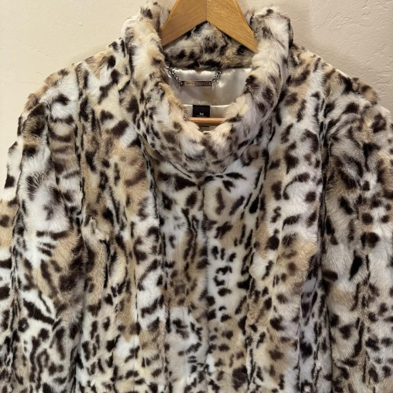 White House Black Market Faux Fur Leopard Print Jacket Short-Coat Medium EUC