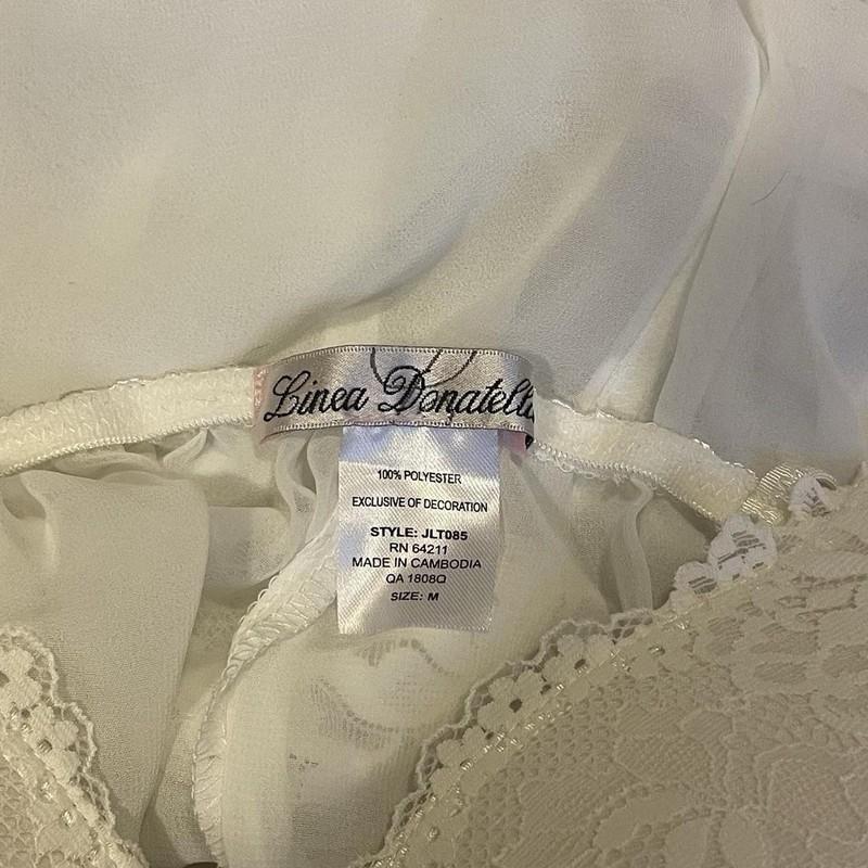 White Lingerie Top With Pearl And Lace Design