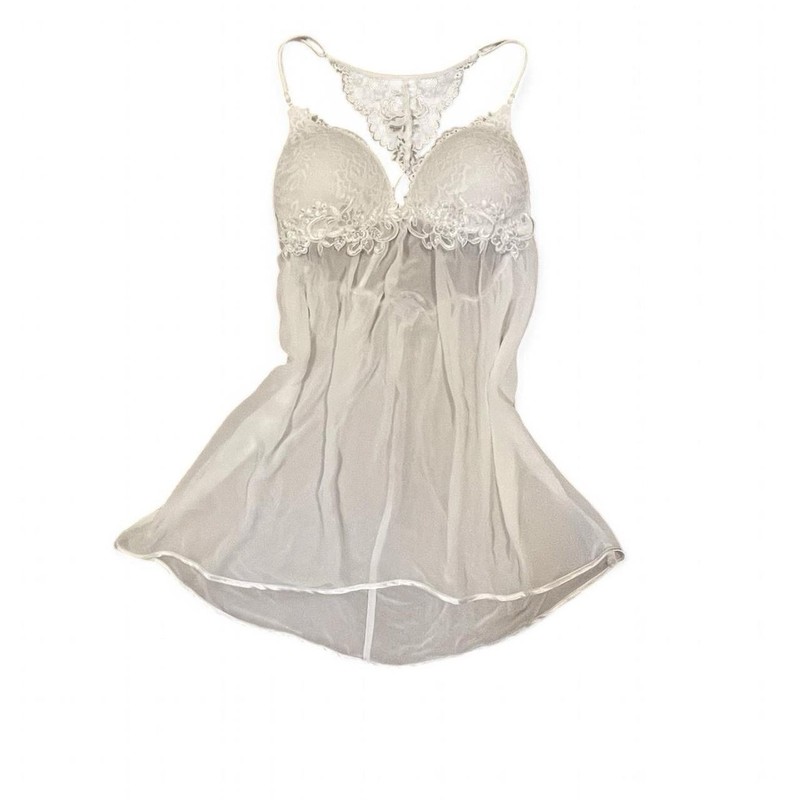 White lingerie top with pearl and lace design