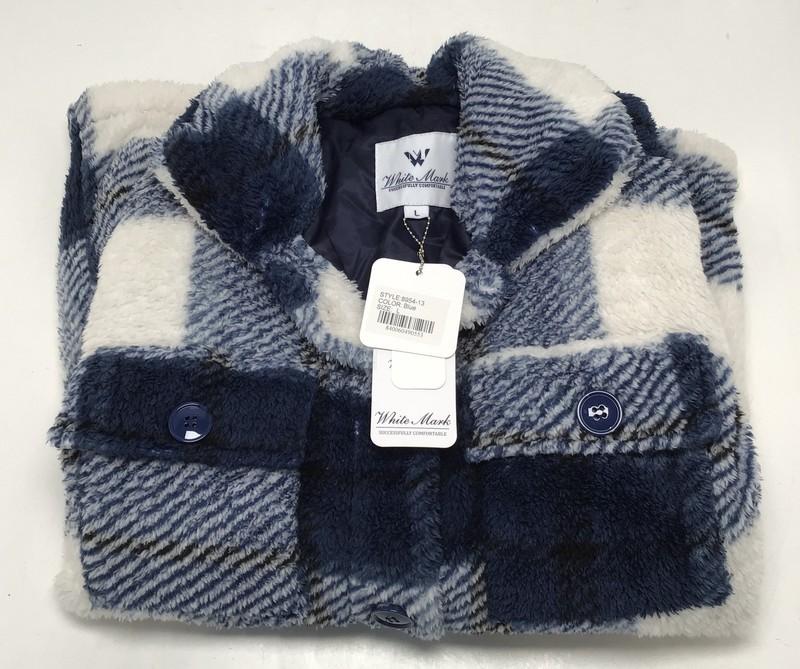 White Mark Women's Faux Fur Jacket In Blue Size Large