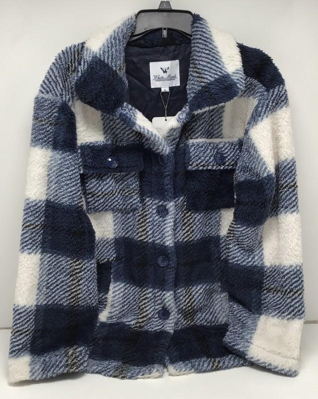 White Mark Women's Faux Fur Jacket in Blue Size Large