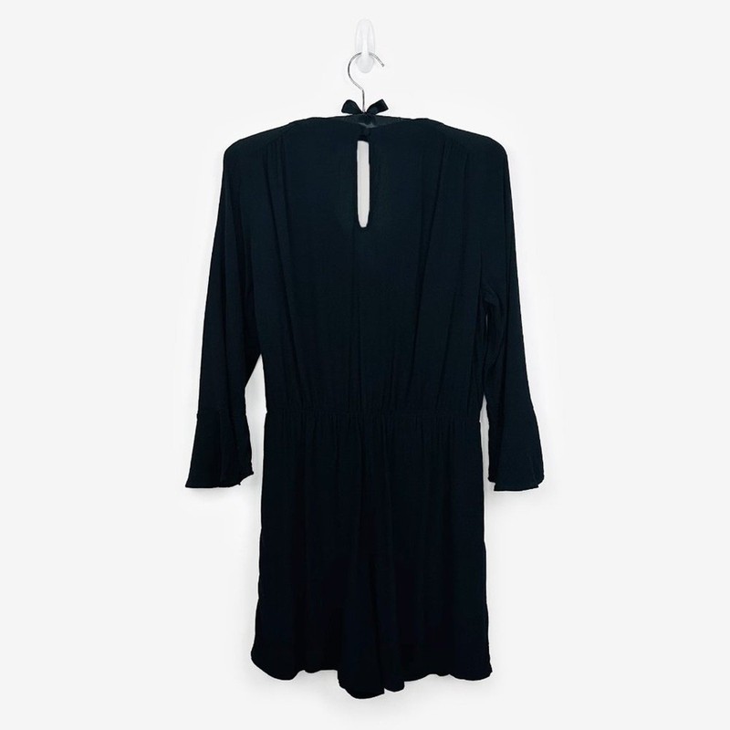 Who What Wear Faux Wrap Romper Size M Black Casual Minimalist Playsuit