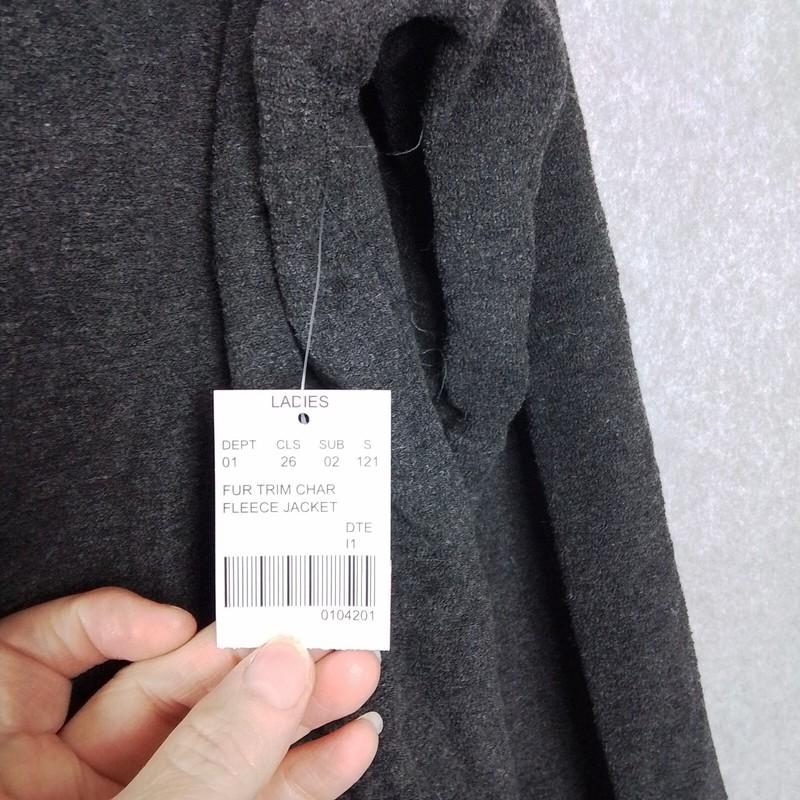 Wholesale Lot Mix & Co. Ladies Fur Trim Charcoal Fleece Jacket S M L XL