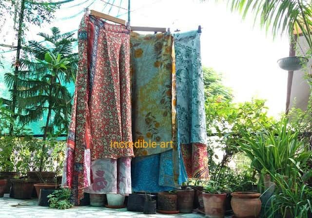 Wholesale Lot Vintage Silk Sari Wrap Skirts Recycled Magic Bohemian Multicolor