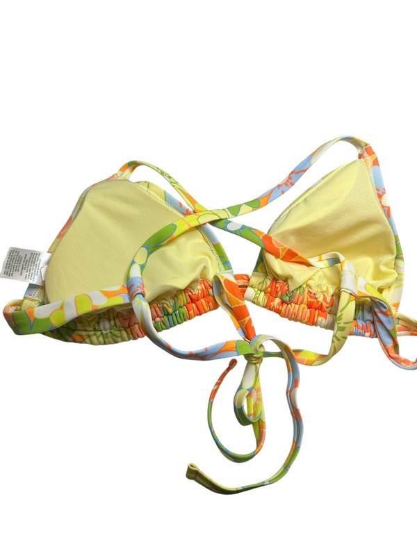 Wild Fable Bright Floral String Bikini Top Daisy Yellow Green Tie NWT