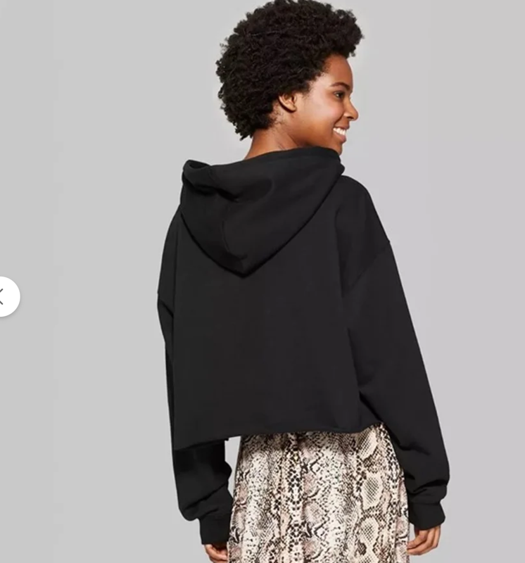 Wild Fable Cropped Hoodie Women’s Long Sleeve Black Ebony Size-M