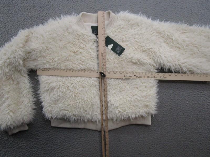 Wild Fable Full Zip Ivory Faux Fur Sherpa Cropped Jacket Women’s Size XS NEW