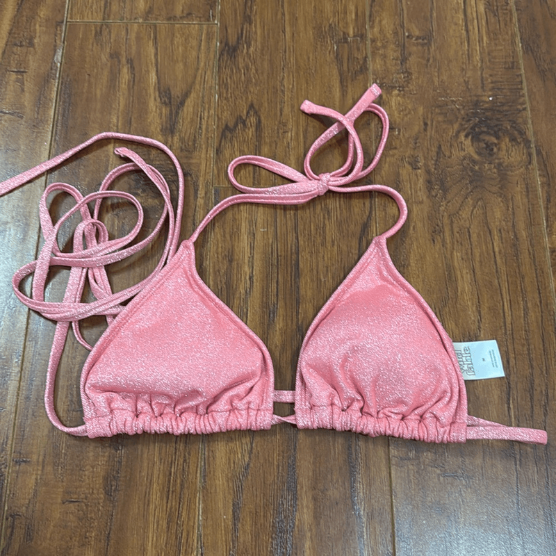 Wild Fable Medium (8-10) Pink Bikini Triangle Top Swim Sparkly Wrap Strappy