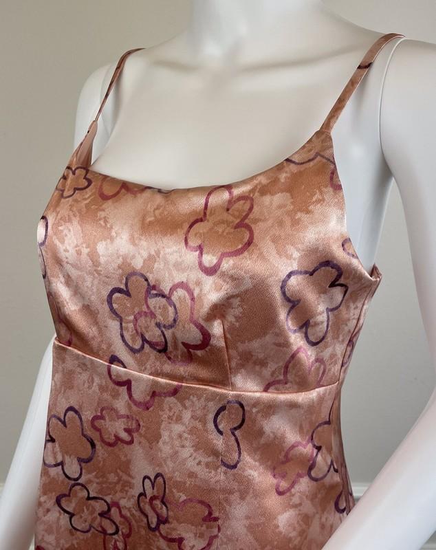 Wild Fable Slip Dress Peach Floral Empire Waist Slit Adjustable Straps Size XL