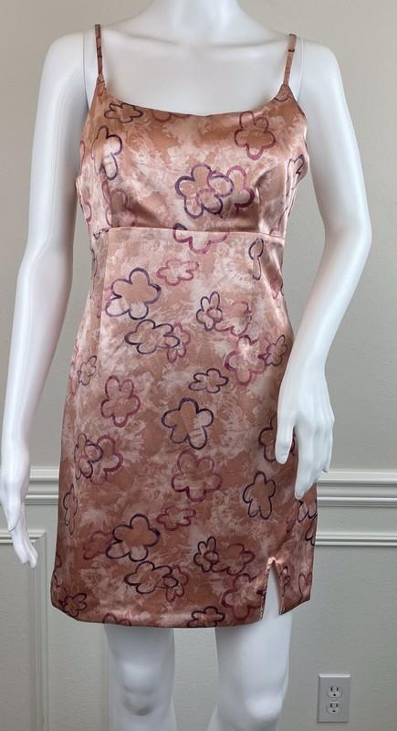 Wild Fable Slip Dress Peach Floral Empire Waist Slit Adjustable Straps Size XL
