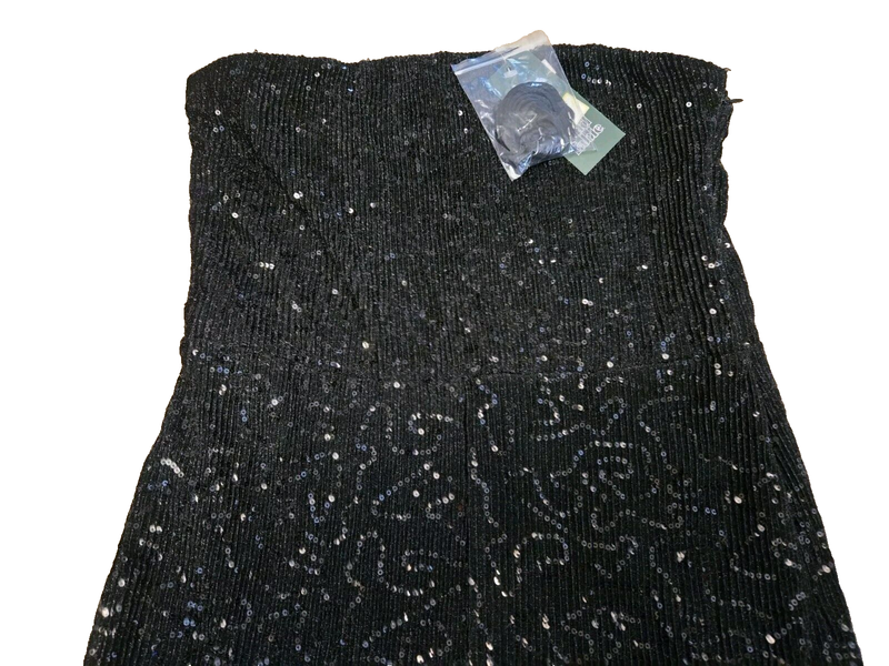 WILD FABLE Tube Jumpsuit Womens Size M Sequined Mesh Lined-Torso Zip Black