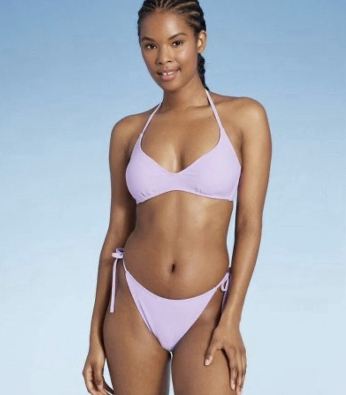 Wild Fable Women's L Large 12/14 Lavender Side-Tie High Leg Bikini Bottom New