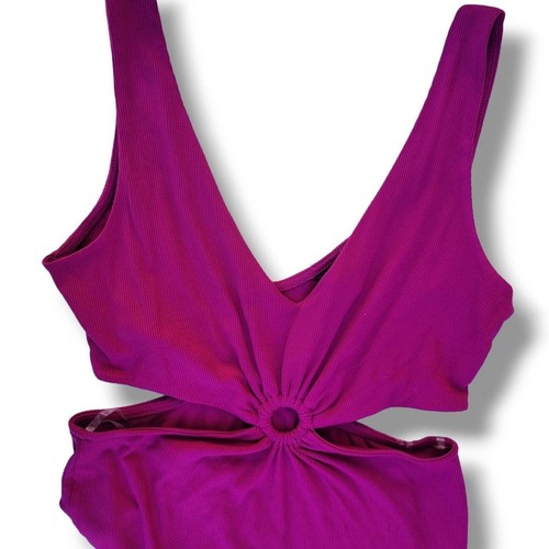 Wild Fable Women’s Plum Purple Tank Bodysuit Side Cut Out Rayon Spandex