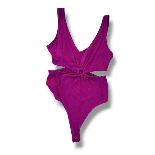 Wild Fable Women’s Plum Purple Tank Bodysuit Side Cut Out Rayon Spandex