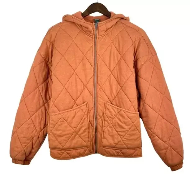 Wild Fable Women's Quilted Hooded Jacket Rust Color Size Small A1055 NWT's