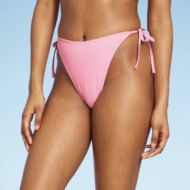 Wild Fable Women's S Small Bikini Bottom Pink Side-Tie High Leg Cheeky New NWOT