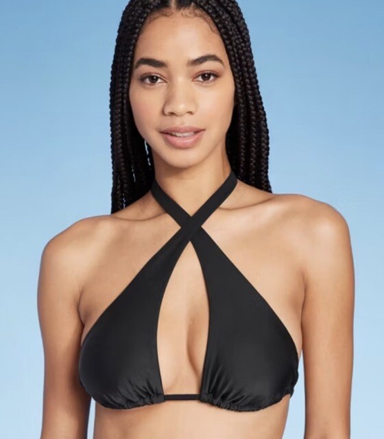 Wild Fable Women's S Small Bikini Top Black Multiway Triangle New