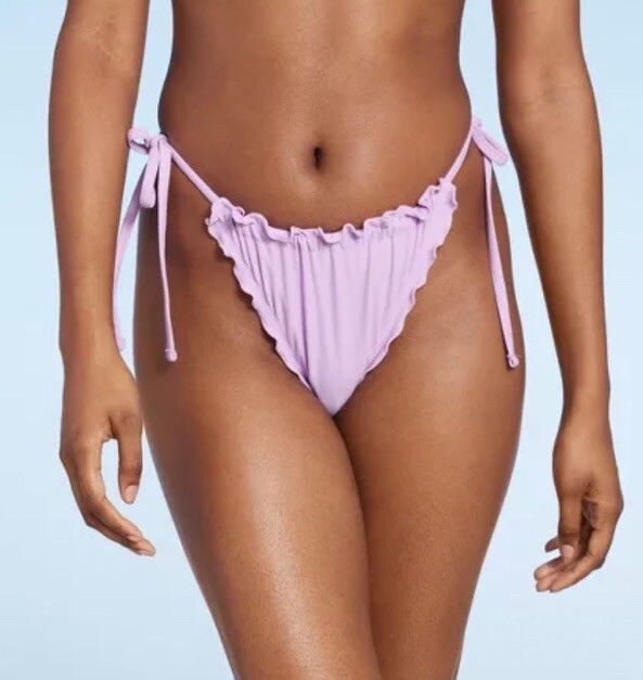 Wild Fable Women's XS 0-2 Bikini Bottom Purple Ruffle Side-Tie Adjustable New