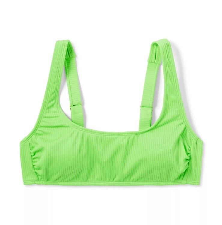 Wild Fable Women's XS 0-2 Bikini Top Green Ribbed Bralette New
