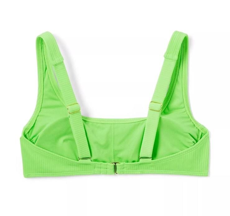 Wild Fable Women's XS 0-2 Bikini Top Green Ribbed Bralette New