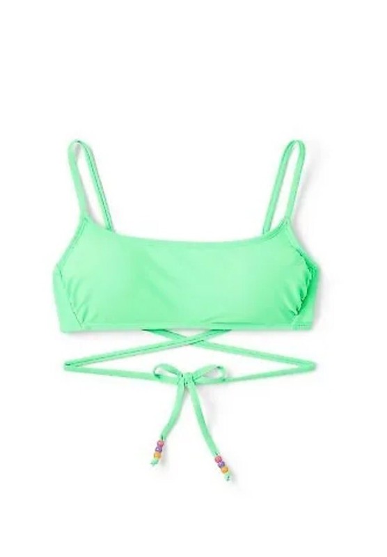 Wild Fable Women's XS 0-2 Bikini Top Mint Green Beaded Wrap Bralette New