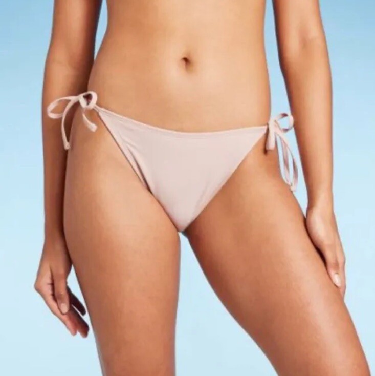 Wild Fable Women’s XXS 00 Bikini Bottom Tan Neutral Side Tie High Leg Cheeky New