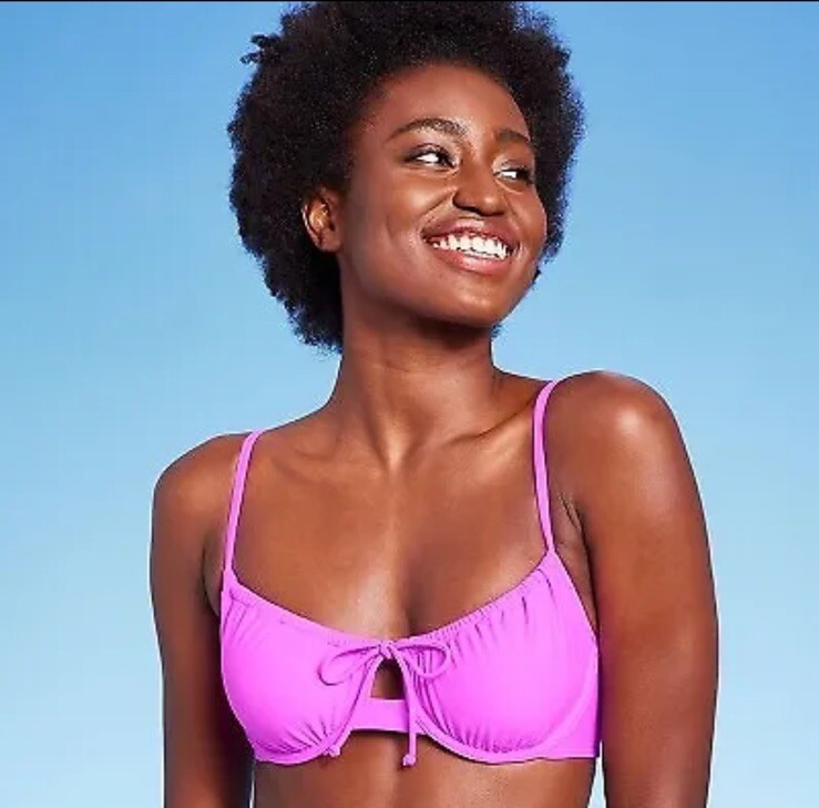 Wild Fable Women's XXS 00 Bikini Top Hot Orchid Purple Shirred Underwire New