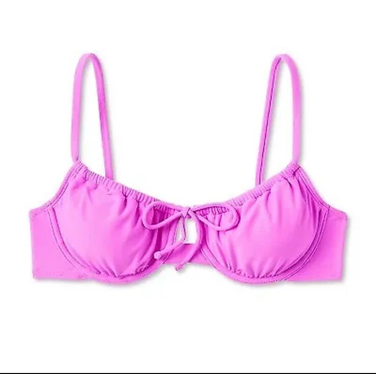 Wild Fable Women's XXS 00 Bikini Top Hot Orchid Purple Shirred Underwire New