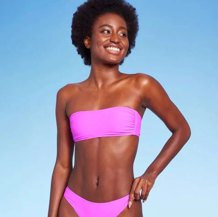 Wild Fable Women's XXS 00 Bikini Top Hot Orchid Purple Bandeau Strapless New