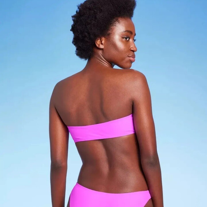 Wild Fable Women's XXS 00 Bikini Top Hot Orchid Purple Bandeau Strapless New