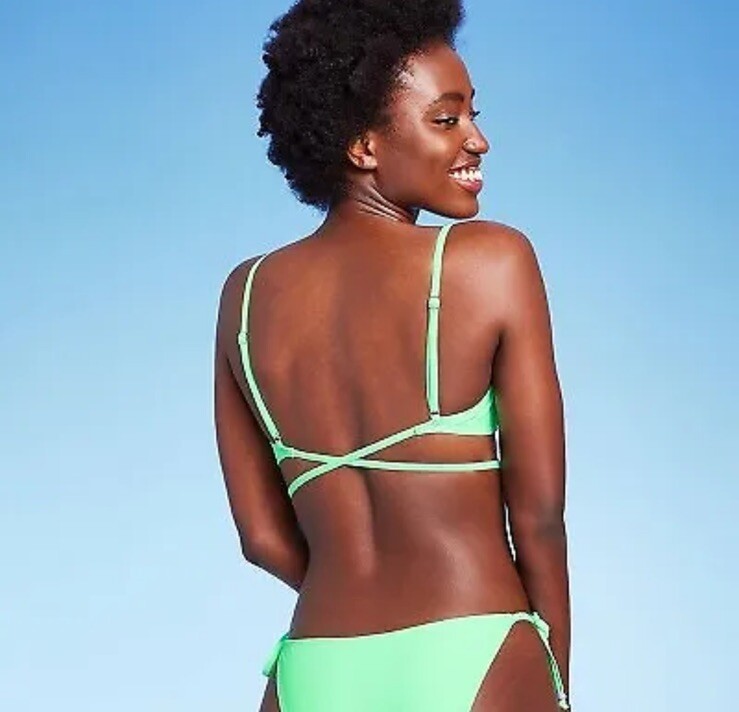 Wild Fable Women's XXS 00 Bikini Top Mint Green Beaded Wrap Bralette New NWOT